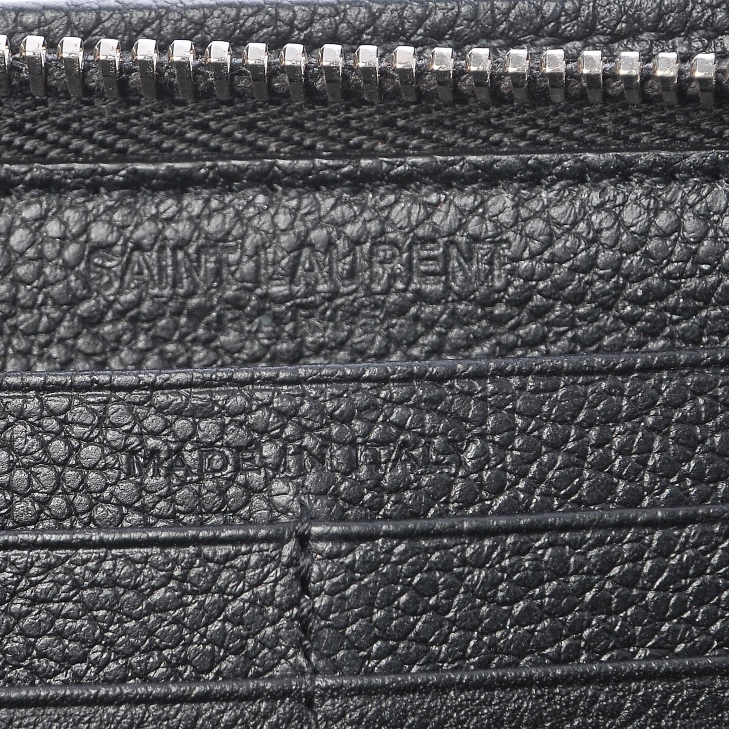 Grained Calfskin Classic Zip Around Continental Wallet Black