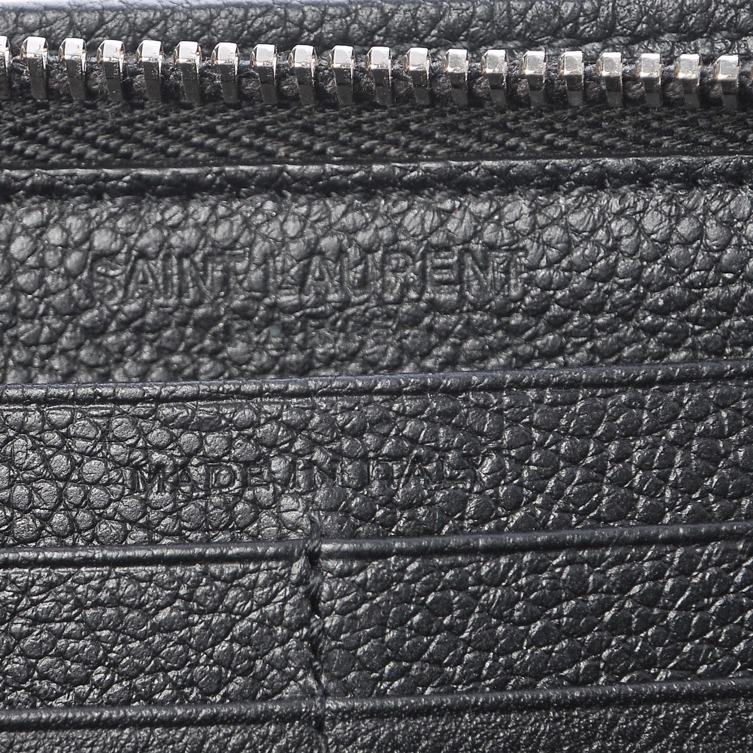 Saint Laurent Grained Calfskin Classic Zip Around Continental Wallet Black 6 of 7