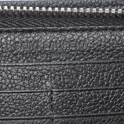 Saint Laurent Grained Calfskin Classic Zip Around Continental Wallet Black 6 of 7