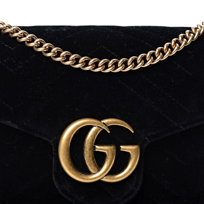 Gucci Velvet Matelasse GG Marmont Chain Wallet Black 9 of 9