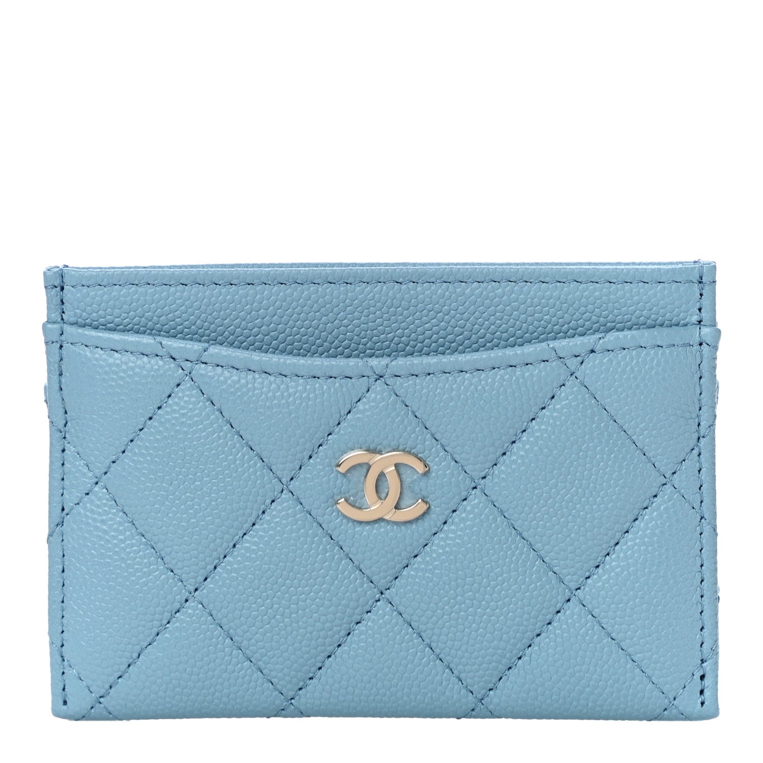 Chanel Caviar Quilted Card Holder Light Blue 1 of 12