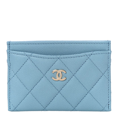 Chanel Caviar Quilted Card Holder Light Blue 1 of 12