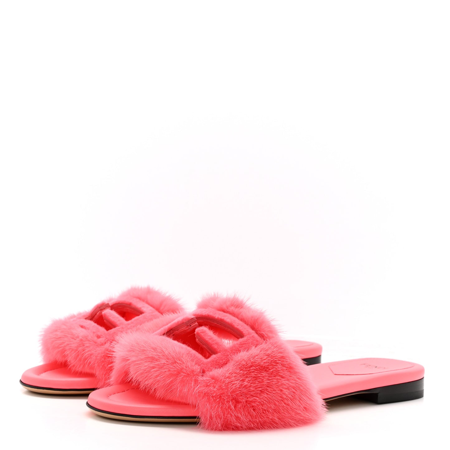 Mink FF Baguette Slide Sandals 37 Kissed