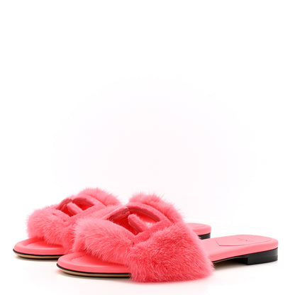 Fendi Mink FF Baguette Slide Sandals 37 Kissed 3 of 8