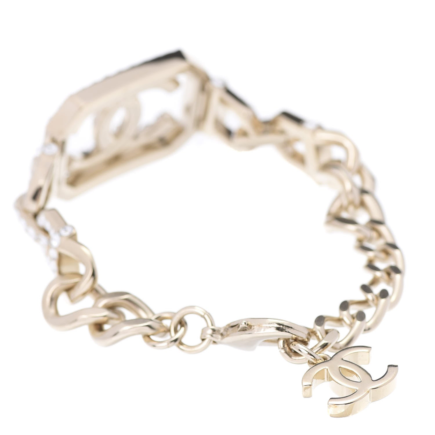 Chanel Crystal Pearl CC Vendome Bracelet Gold Pearly White 3 of 5