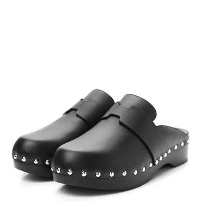 Hermes Calfskin Calya Mules 38 Black 3 of 7