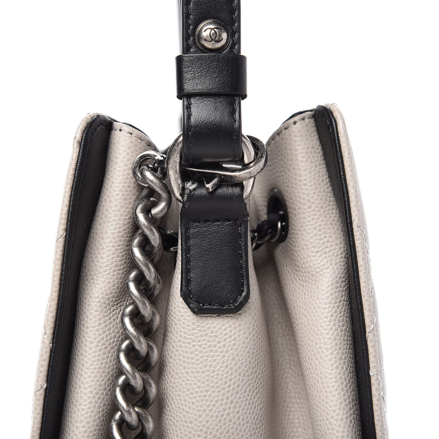 Caviar Quilted Small CC Bucket Bag Grey
