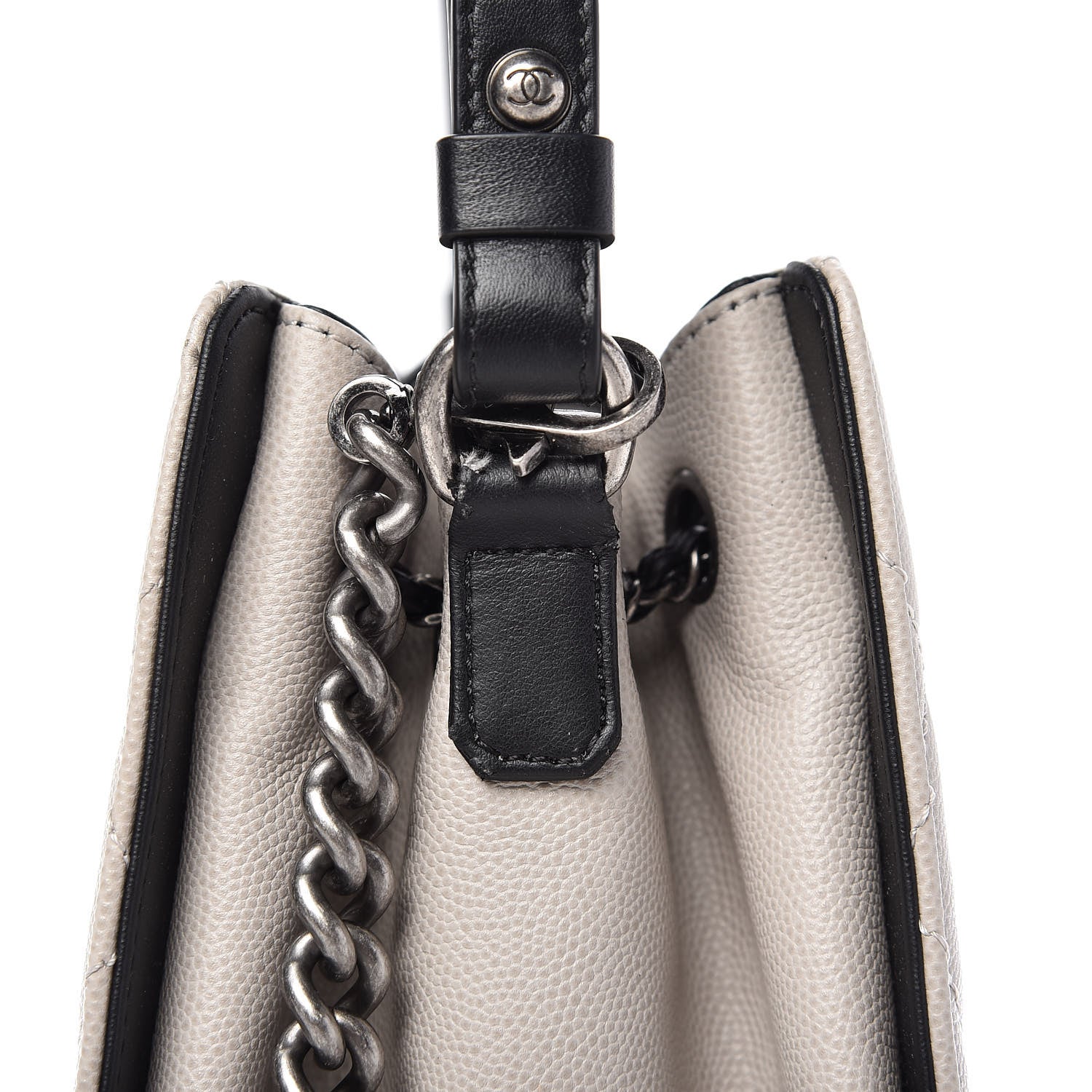 Chanel Caviar Quilted Small CC Bucket Bag Grey 11 of 12