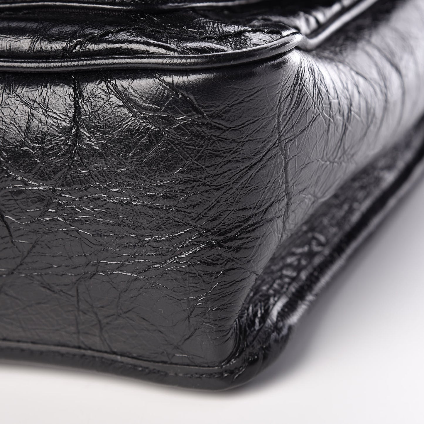 Crinkled Calfskin Matelasse Monogram Medium Niki Chain Satchel Black