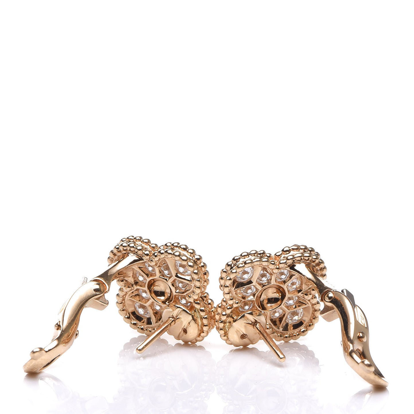18K Yellow Gold Diamond Vintage Alhambra Earrings