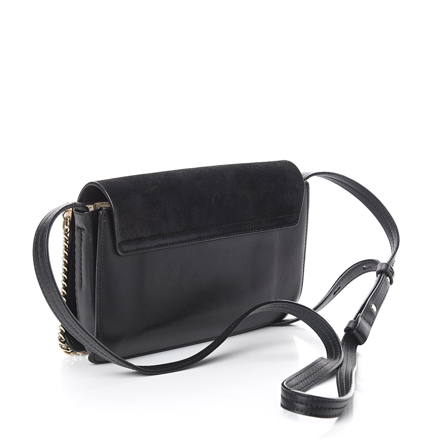 Suede Calfskin Small Faye Shoulder Bag Black