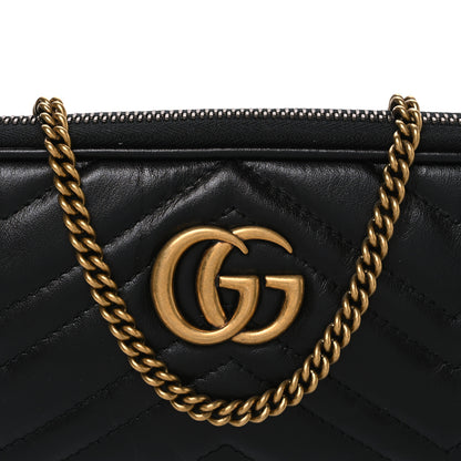 Gucci Calfskin Matelasse Mini GG Marmont Chain Crossbody Bag Black 7 of 10