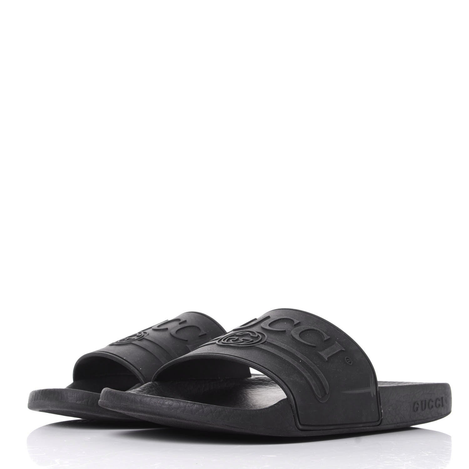 Gucci Rubber Womens Logo Slide Sandals 39 Black 3 of 10