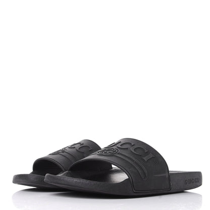 Gucci Rubber Womens Logo Slide Sandals 39 Black 3 of 10