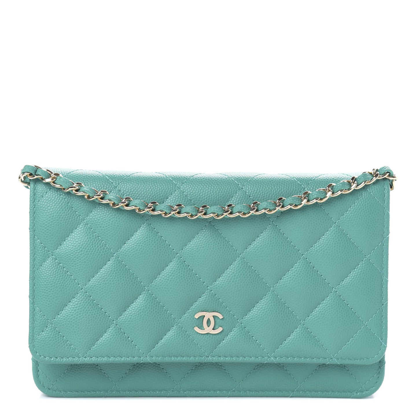 Caviar Quilted Wallet On Chain WOC Turquoise