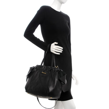 Prada Nappa Bow Tote Black 2 of 10