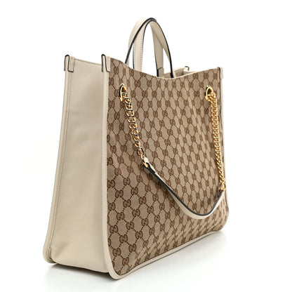 Gucci Monogram Calfskin Large Horsebit 1955 Tote Bag Beige Mystic White 3 of 11