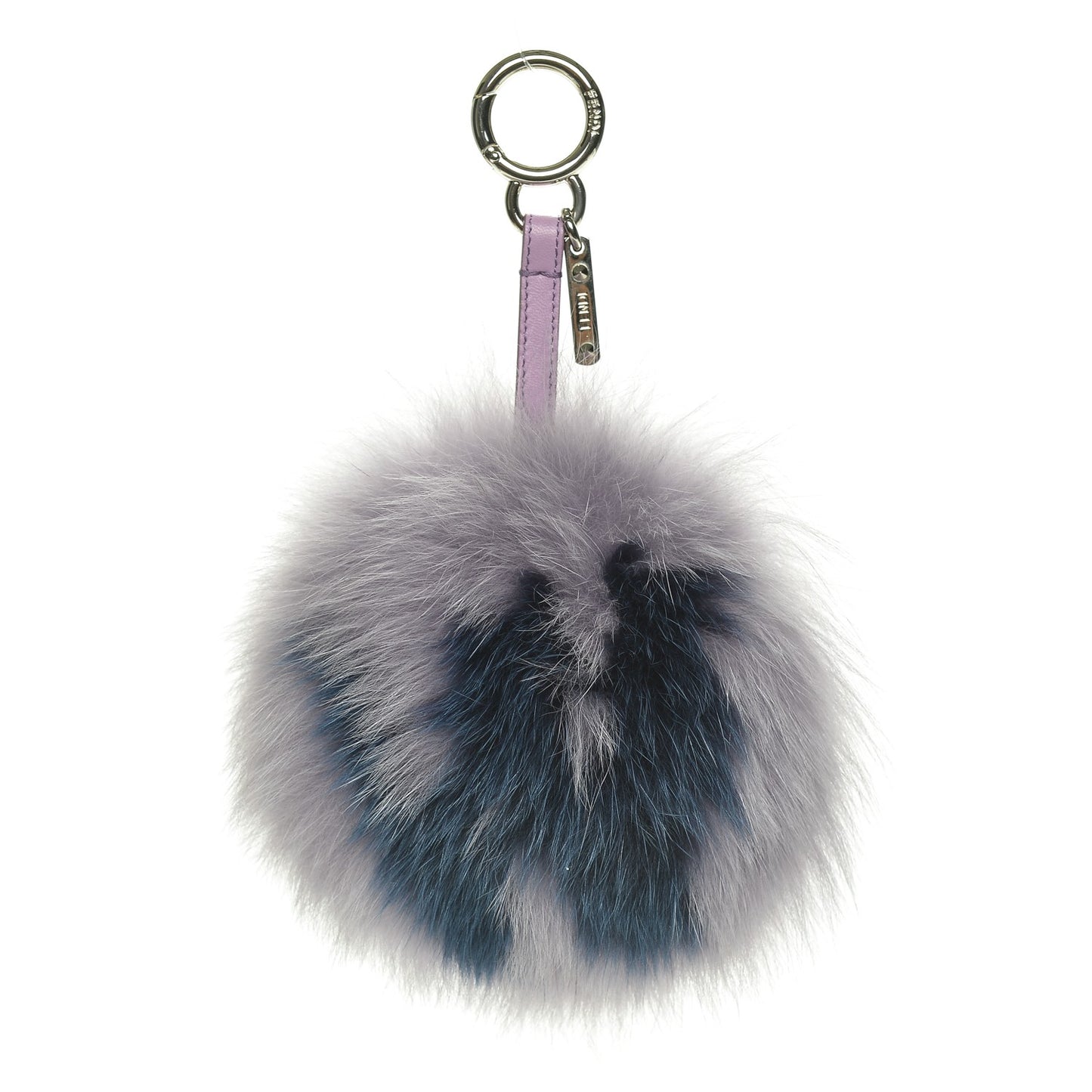 Fox Fur Shiny Nappa Bi-Color R ABCharm Bag Charm Lilla Blue Violetta