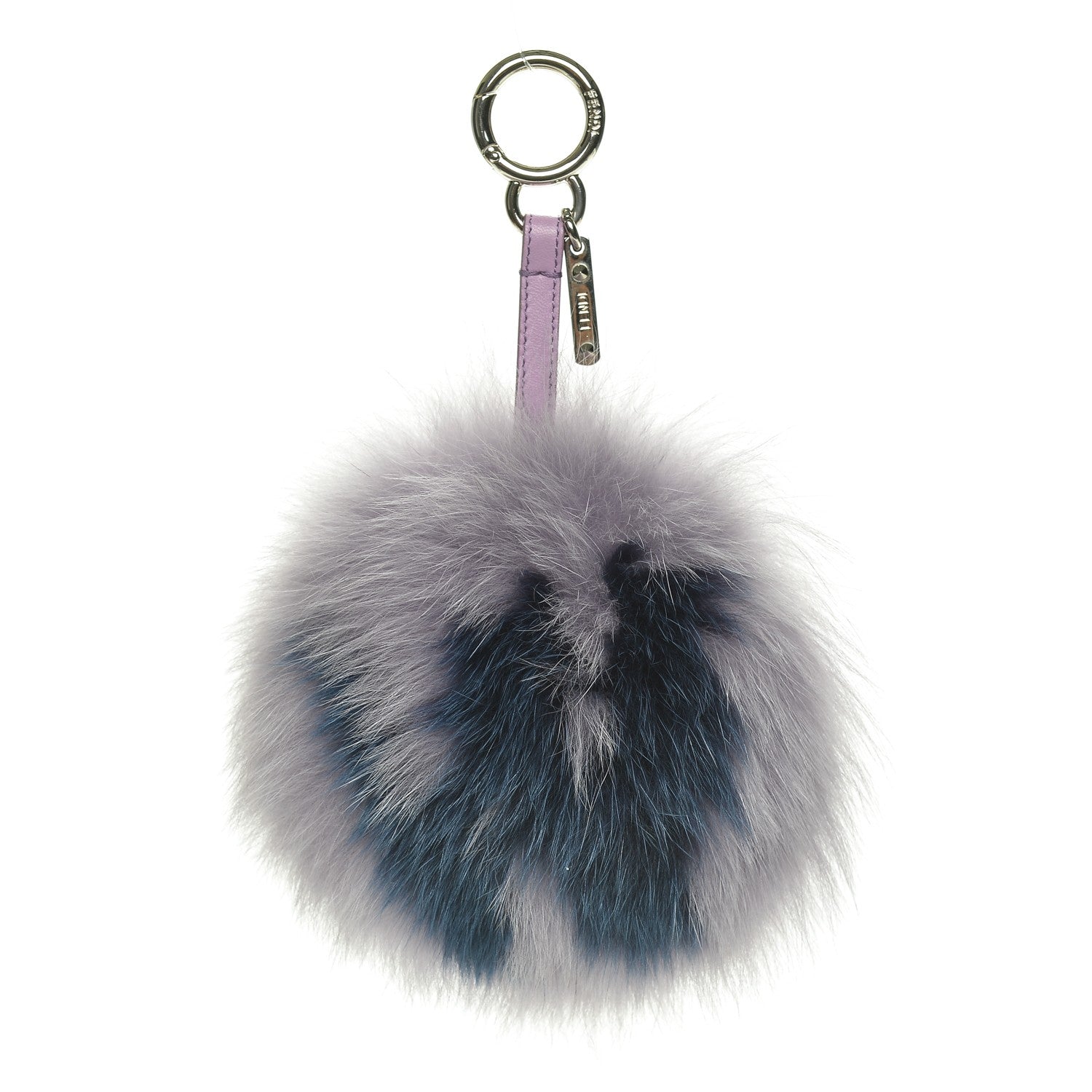 Fendi Fox Fur Shiny Nappa Bi-Color R ABCharm Bag Charm Lilla Blue Violetta 1 of 5