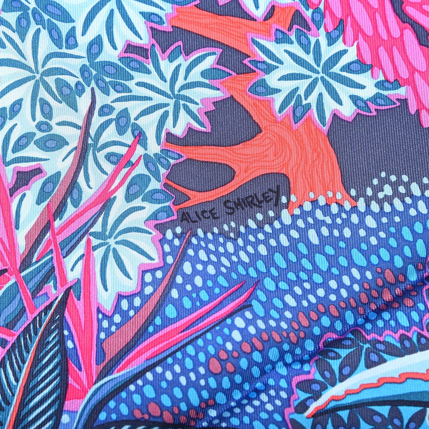 Silk Mountain Zebra Scarf 90 Turquoise Fuchsia Cobalt