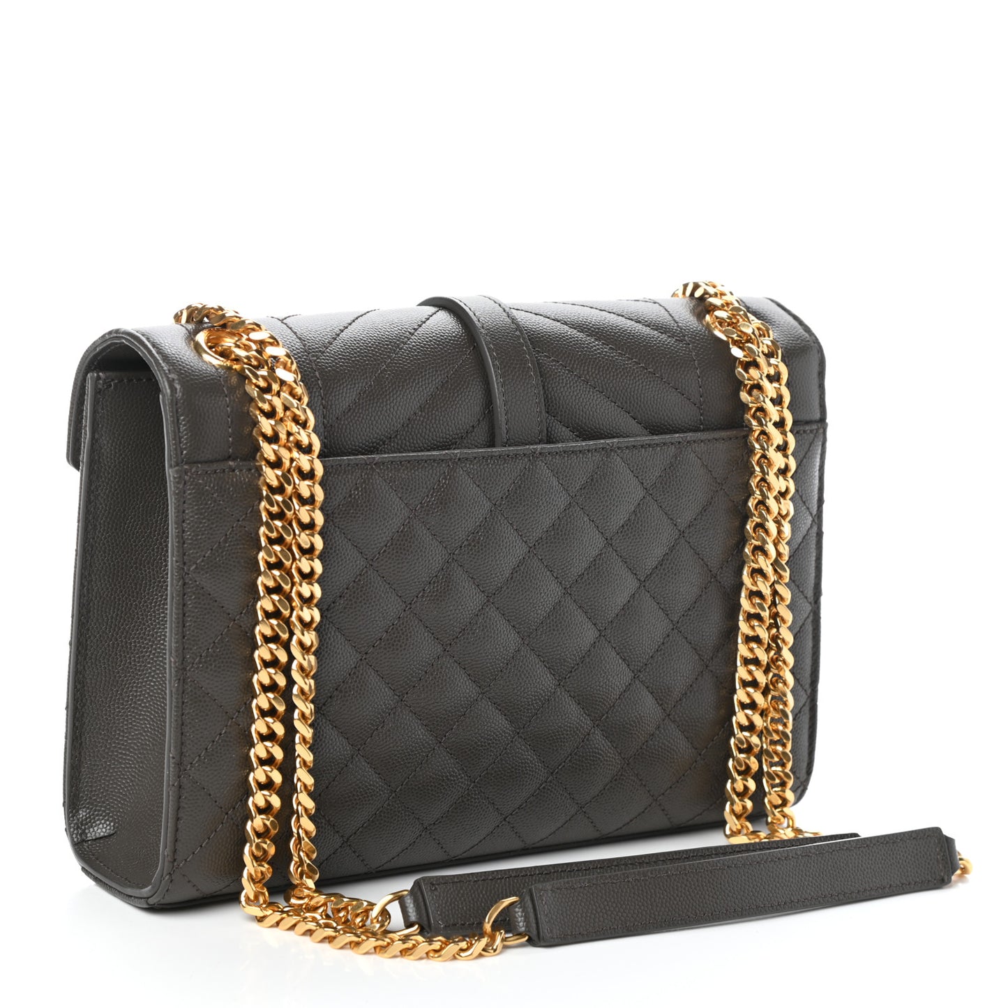 Grain De Poudre Textured Mixed Matelasse Medium Triquilt Monogram Satchel Earth