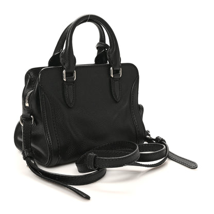 Alexander McQueen Pebbled Calfskin Mini Skull Padlock Zip Around Tote Black 3 of 12
