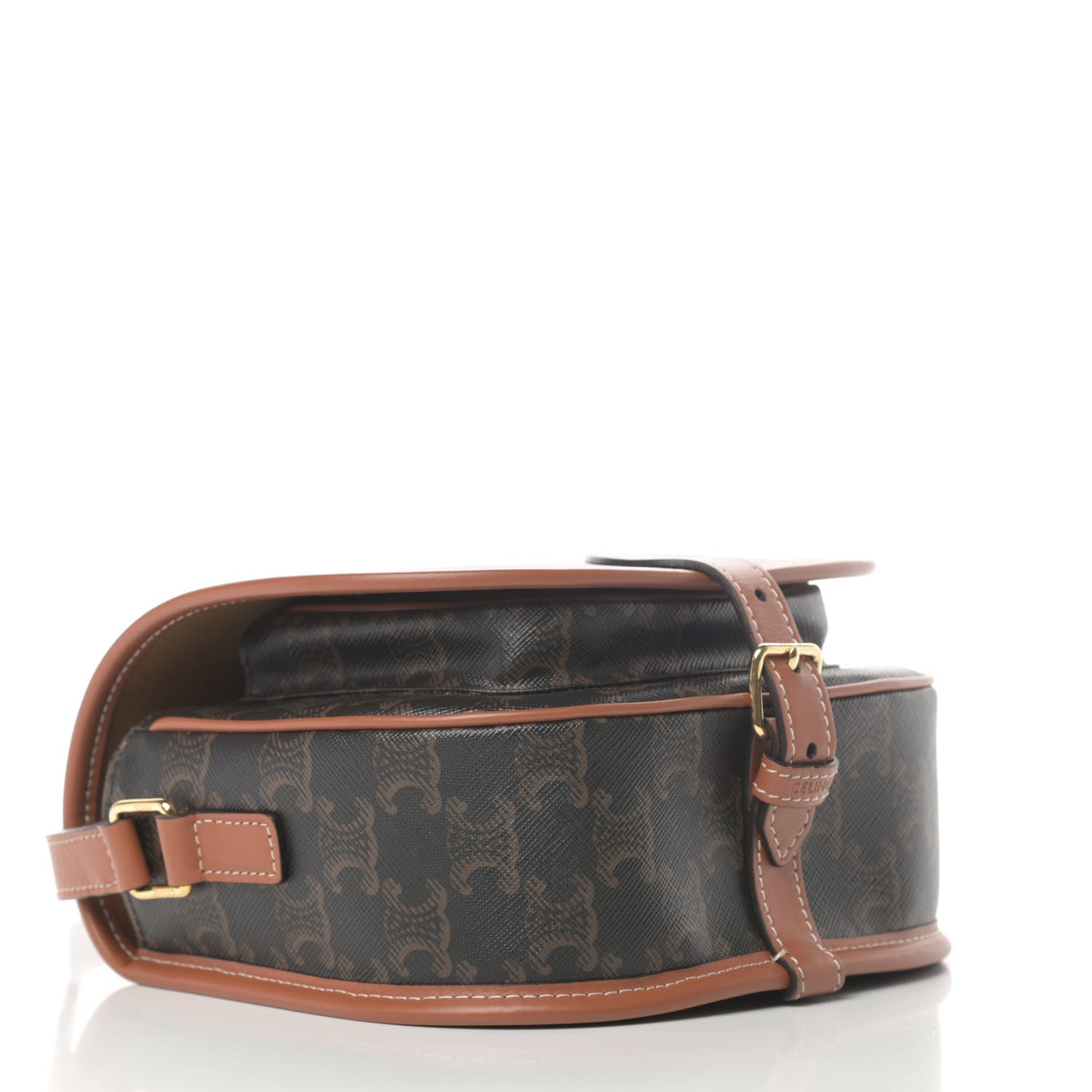 Celine Triomphe Canvas Medium Folco Bag Tan 4 of 11