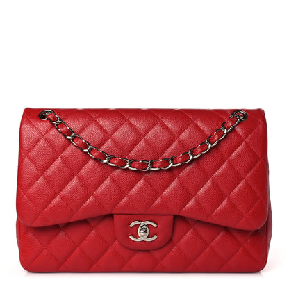 Chanel Caviar Quilted Jumbo Double Flap Red 1 of 9