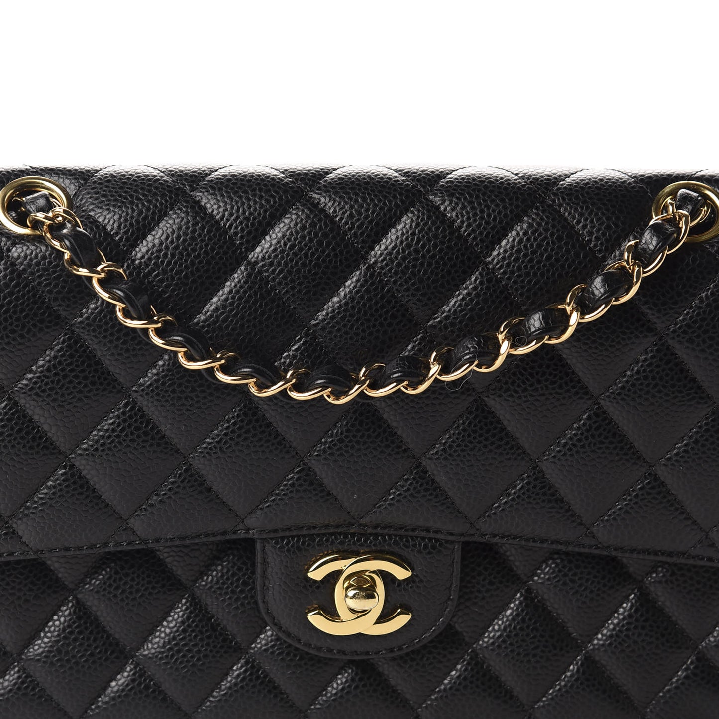 Caviar Quilted Medium Double Flap Black