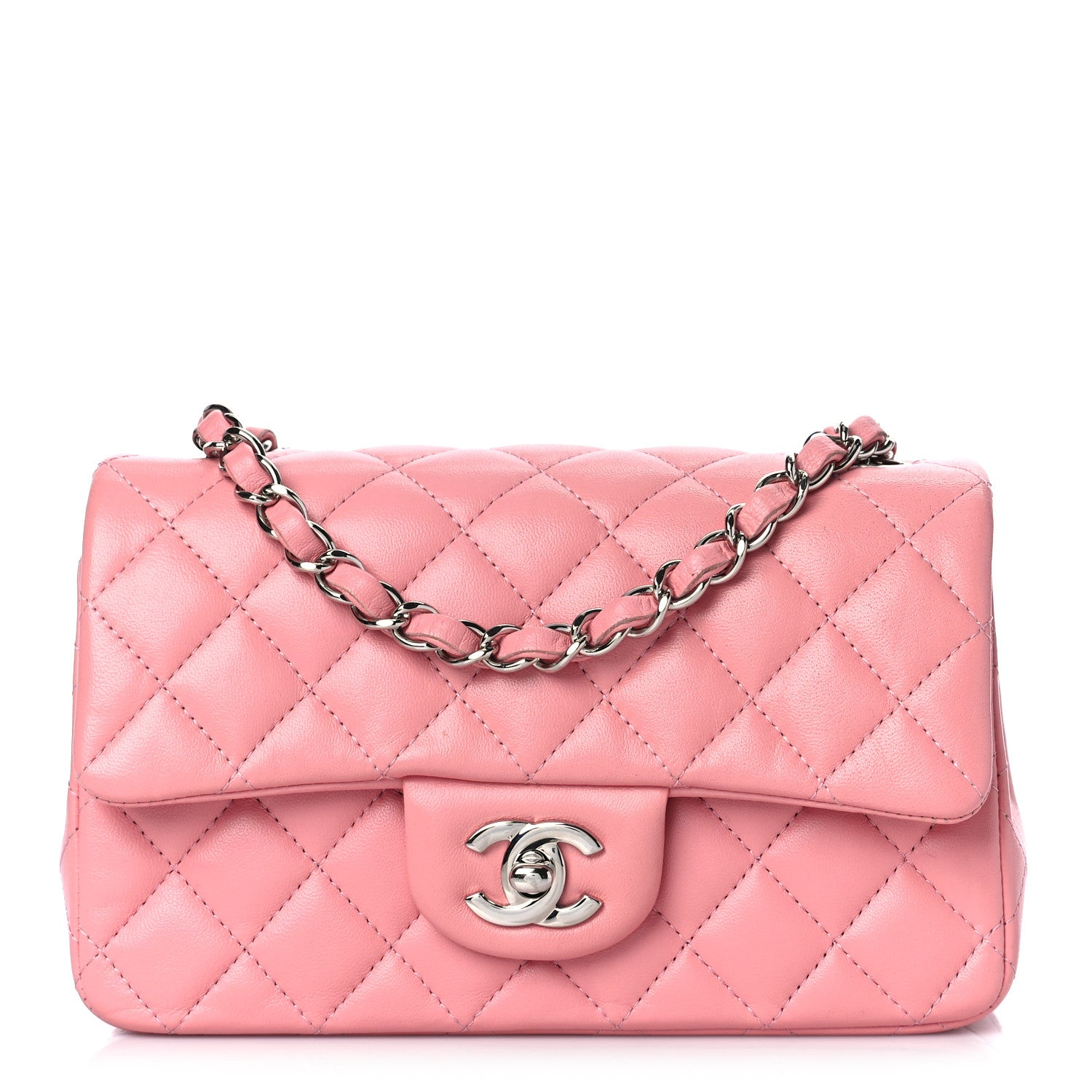 Chanel Lambskin Quilted Mini Rectangular Flap Pink 1 of 10