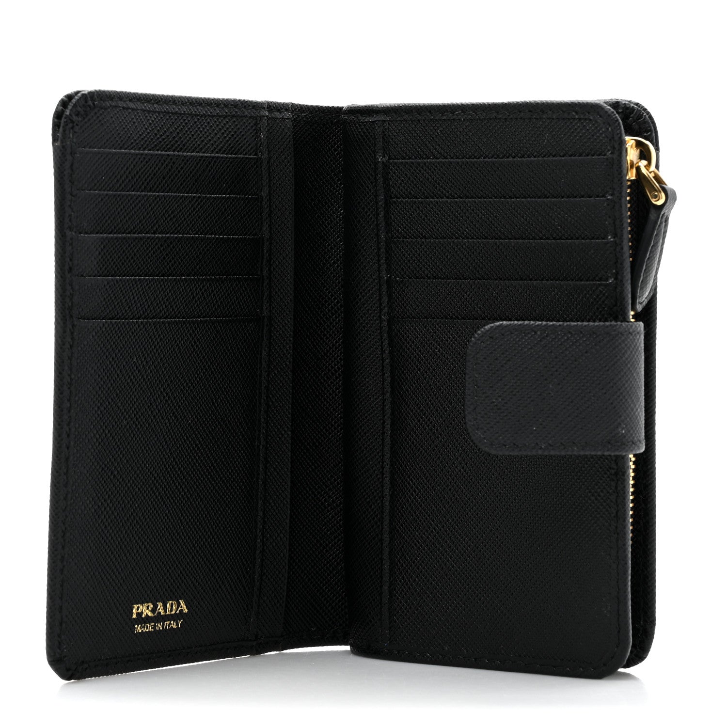 Prada Saffiano Metal Compact Wallet Black 5 of 9