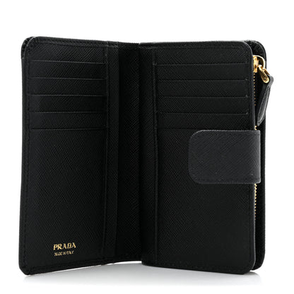 Prada Saffiano Metal Compact Wallet Black 5 of 9