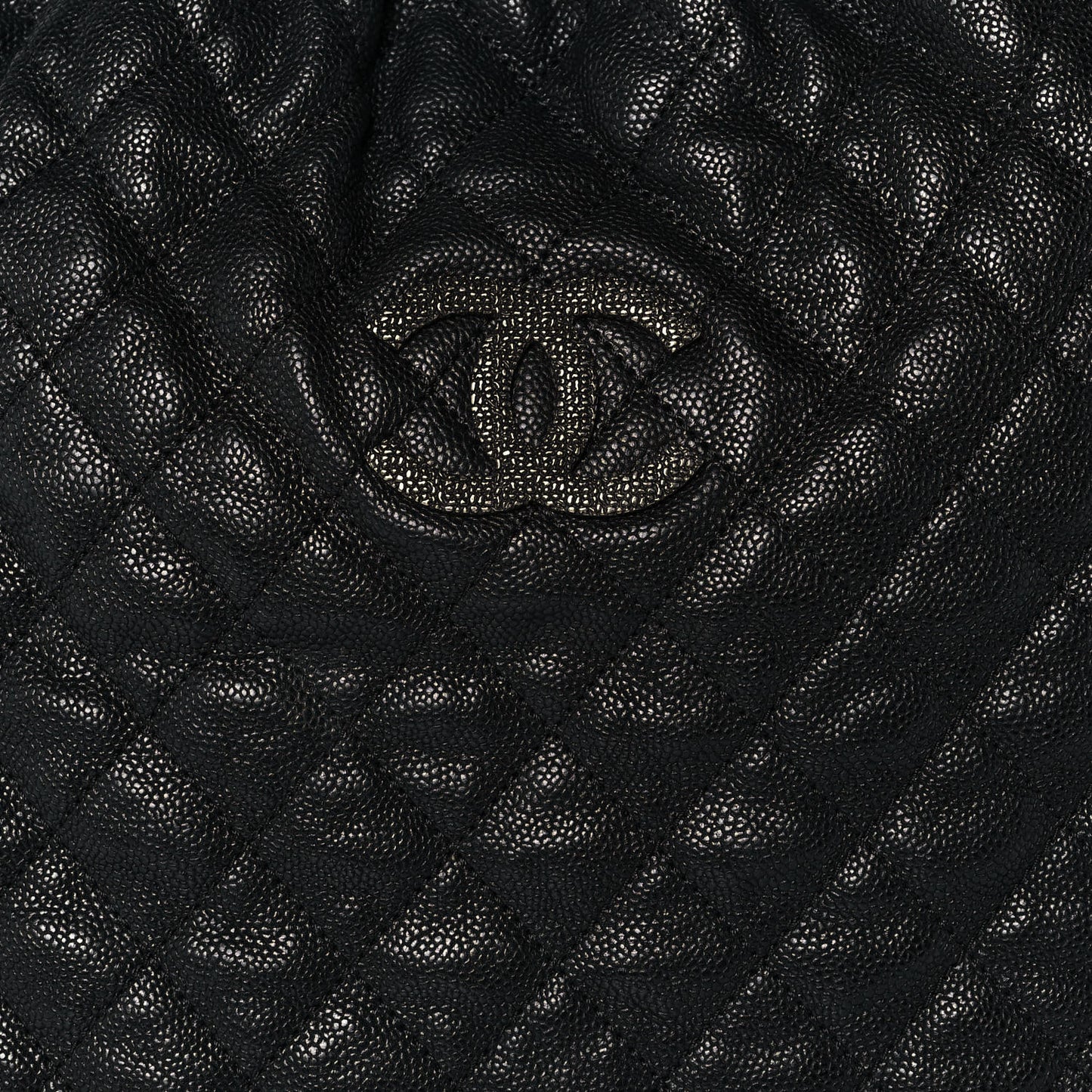Distressed Glazed Caviar Quilted Large Elastic Tote Black