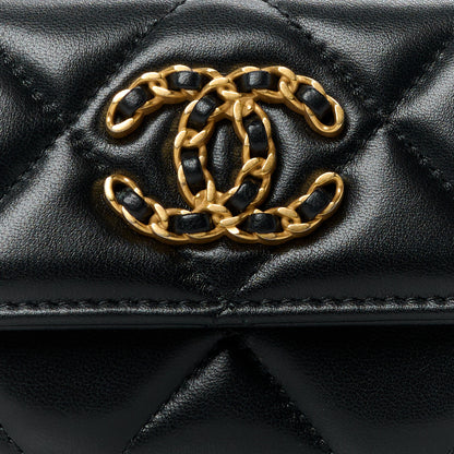 Chanel Lambskin Quilted Chanel 19 Flap Card Holder Black 9 of 11