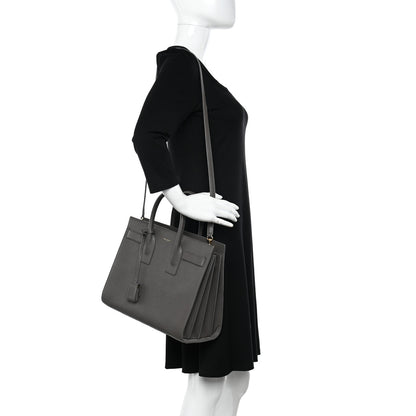 Saint Laurent Grained Calfskin Small Sac De Jour Charcoal 2 of 12