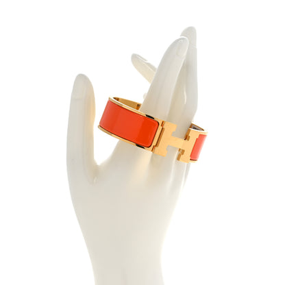 Hermes Enamel Wide Clic Clac H Bracelet GM Orange 2 of 8