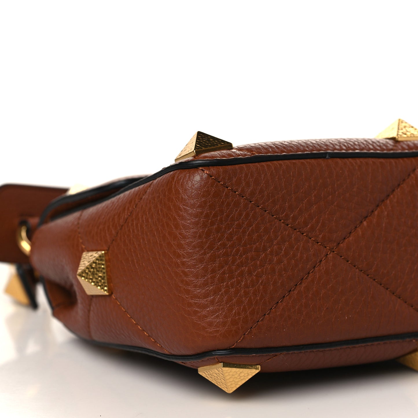Grained Calfskin Medium Roman Stud Shoulder Bag Selleria