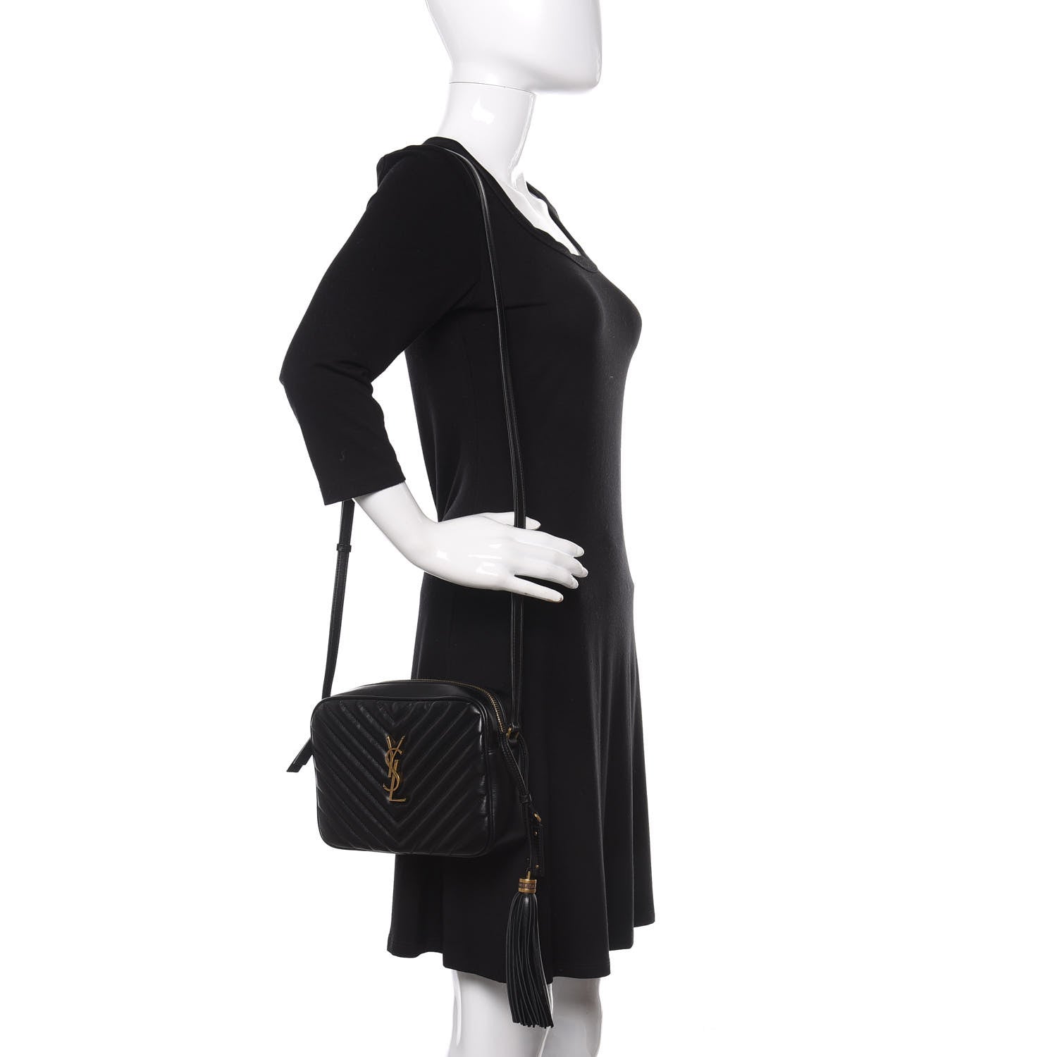 Saint Laurent Calfskin Matelasse Monogram Lou Camera Bag Black 2 of 10
