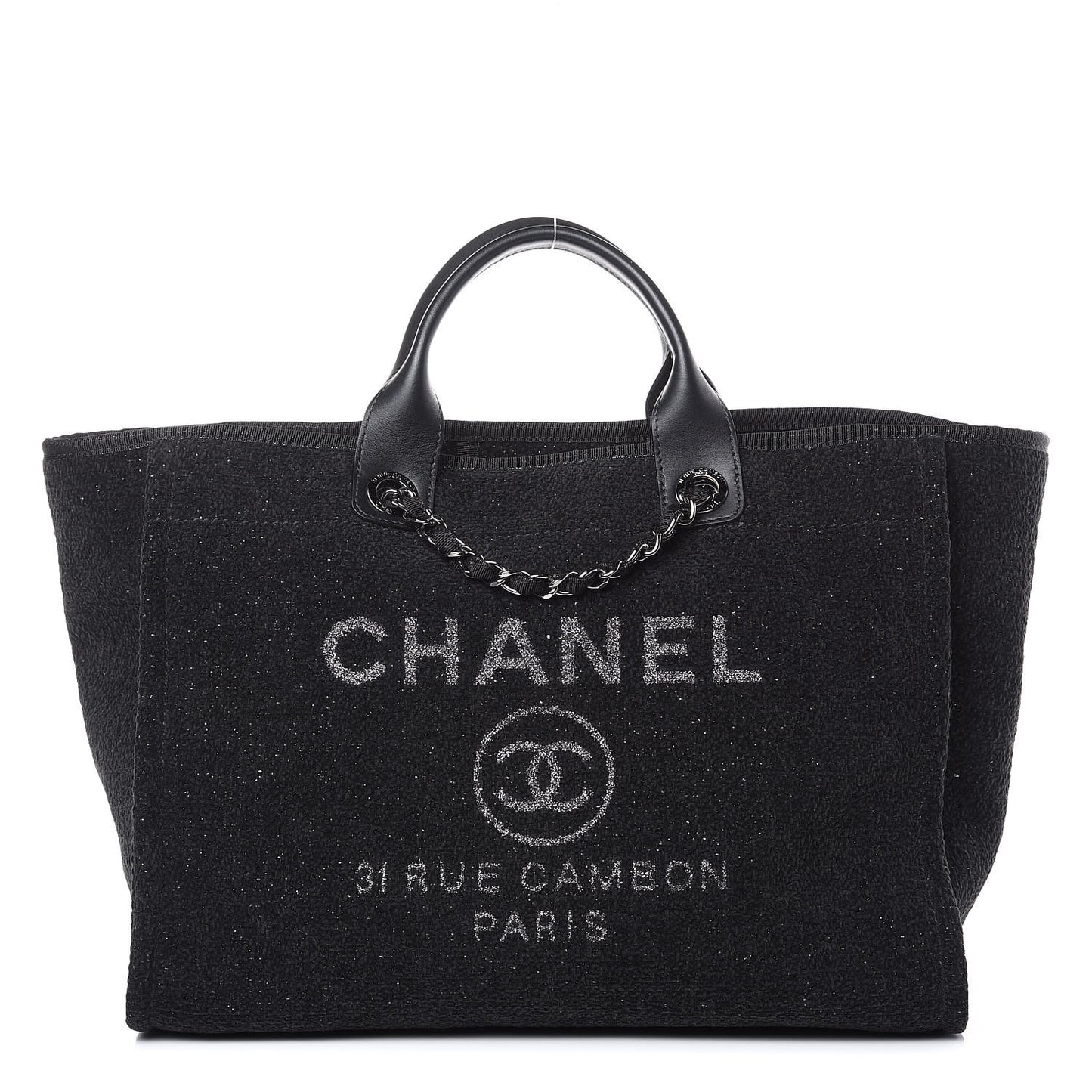 Lurex Boucle Medium Deauville Tote Black