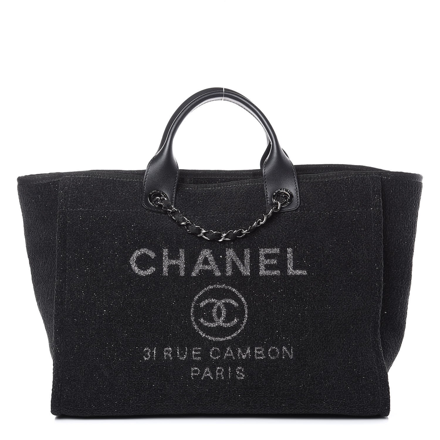 Chanel Lurex Boucle Medium Deauville Tote Black 1 of 9