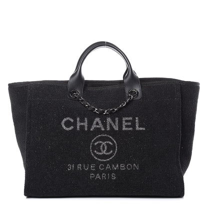 Chanel Lurex Boucle Medium Deauville Tote Black 1 of 9