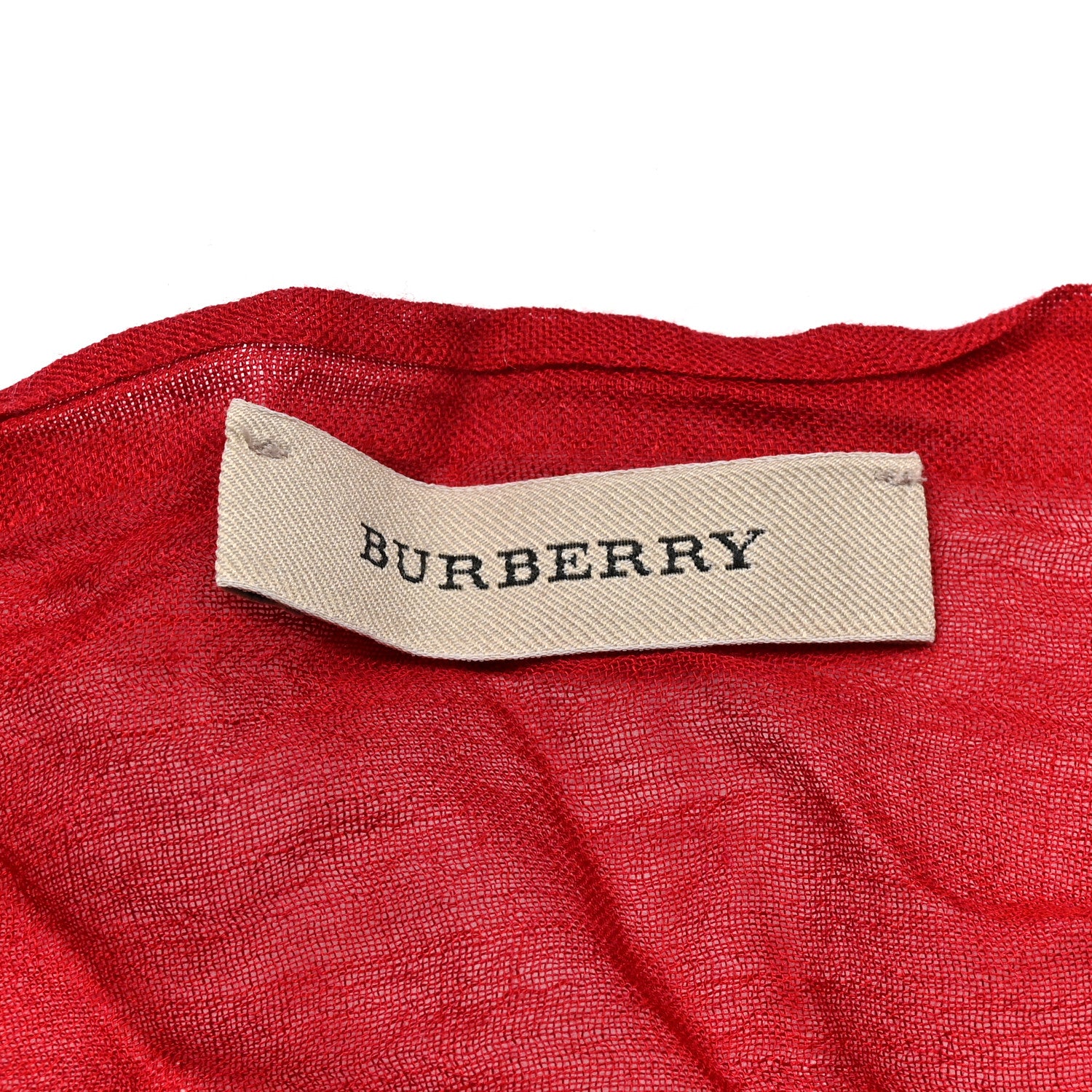 Burberry Modal Silk Cashmere Sheer Mega Check Fringe Scarf Red 4 of 5