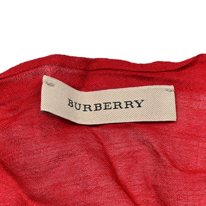 Burberry Modal Silk Cashmere Sheer Mega Check Fringe Scarf Red 4 of 5