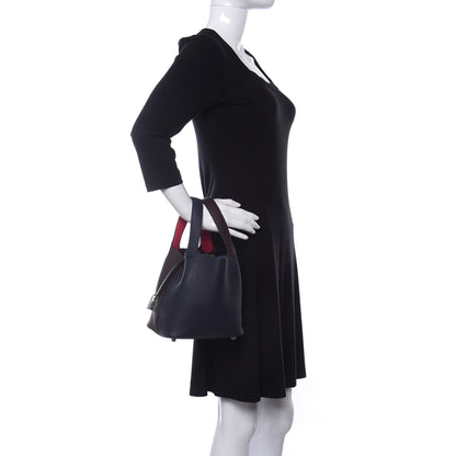 Hermes Taurillon Clemence Casaque Picotin Lock 18 PM Bleu Nuit Rouge Sellier Framboise 3 of 11