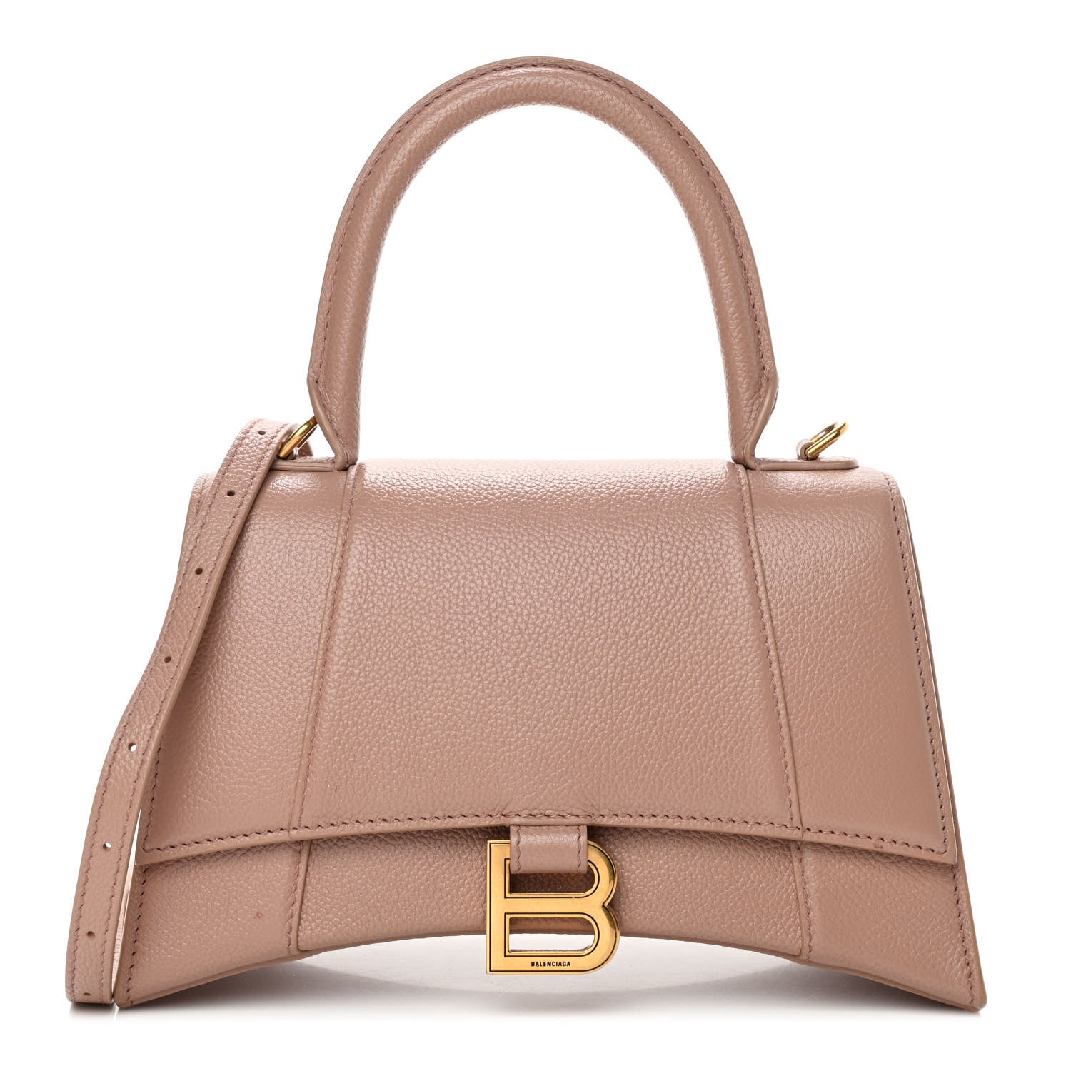 Balenciaga Grained Calfskin Small Hourglass Top Handle Bag Nude Beige 1 of 4