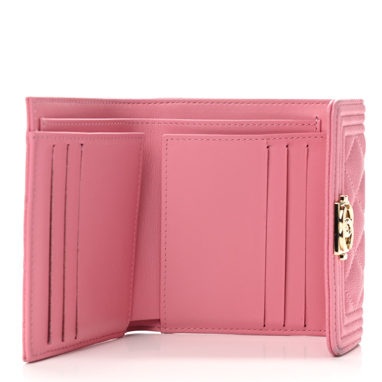 Chanel Caviar Quilted Compact Boy Wallet Pink 5 of 10
