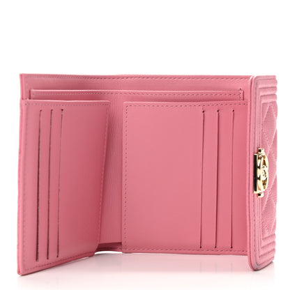 Chanel Caviar Quilted Compact Boy Wallet Pink 5 of 10