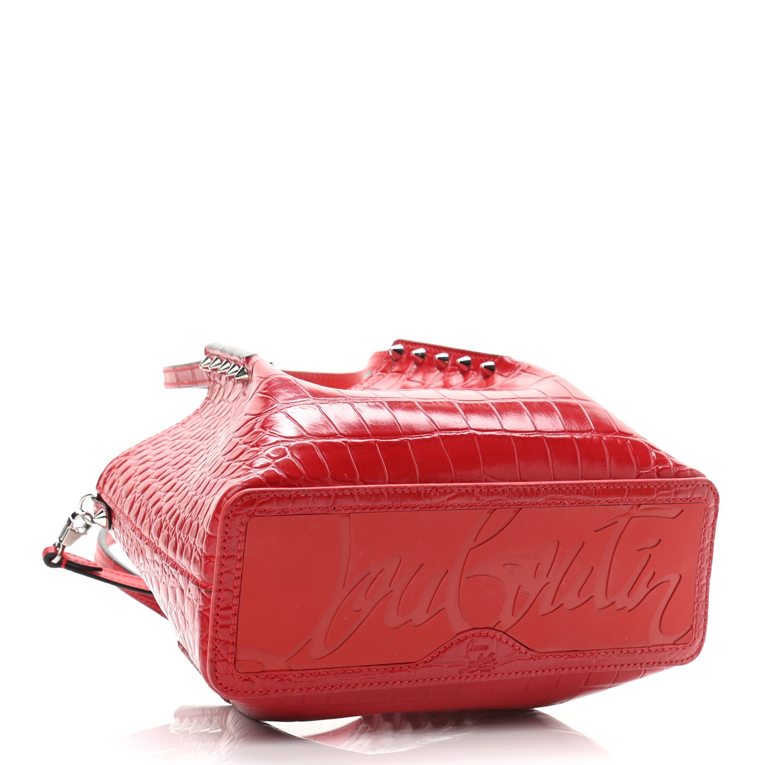 Christian Louboutin Crocodile Embossed Calfskin Spiked Mini Cabarock Shopper Tote Red 4 of 10