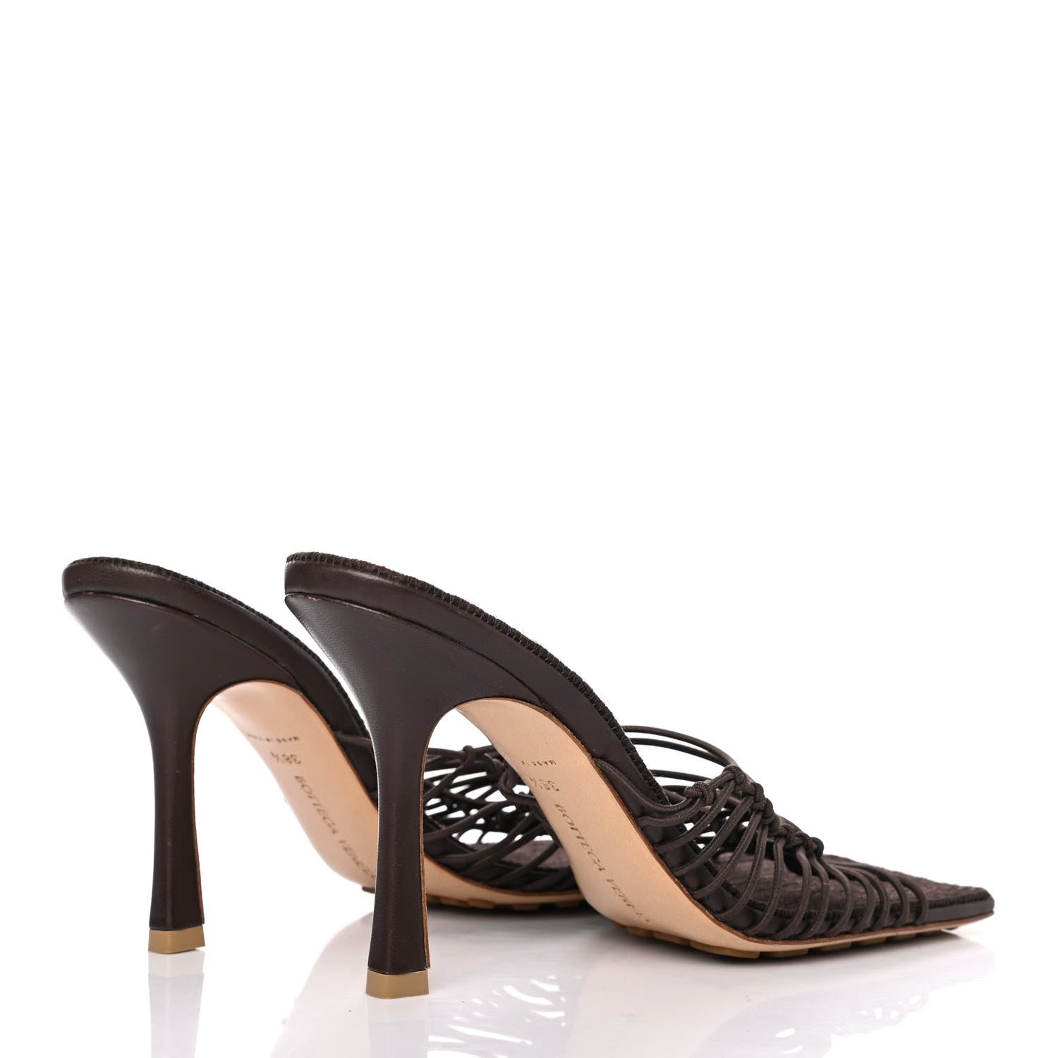 Bottega Veneta Raffia Elasticized Stretch Mule Sandals 38.5 Bitter Chocolate 3 of 4