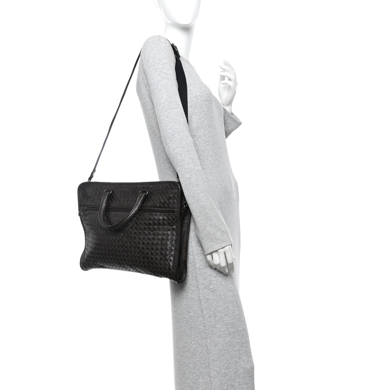 Bottega Veneta Calfskin Leggero Intrecciato Briefcase Ebano 2 of 15